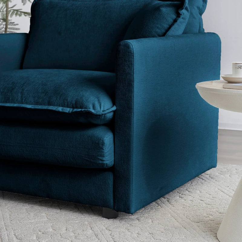 Accent Chair Set of 2, Blue Chenille Upholstered Armchairs by HouseOfZazla