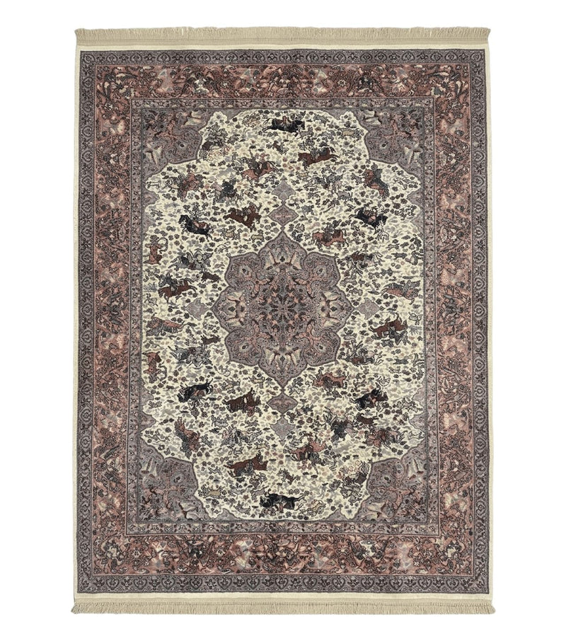 8.8 x 12 Karastan Ivory Hunting Rug #751, Vintage Wool Discontinued Original 700 Series, Rare by Jewel Rugs
