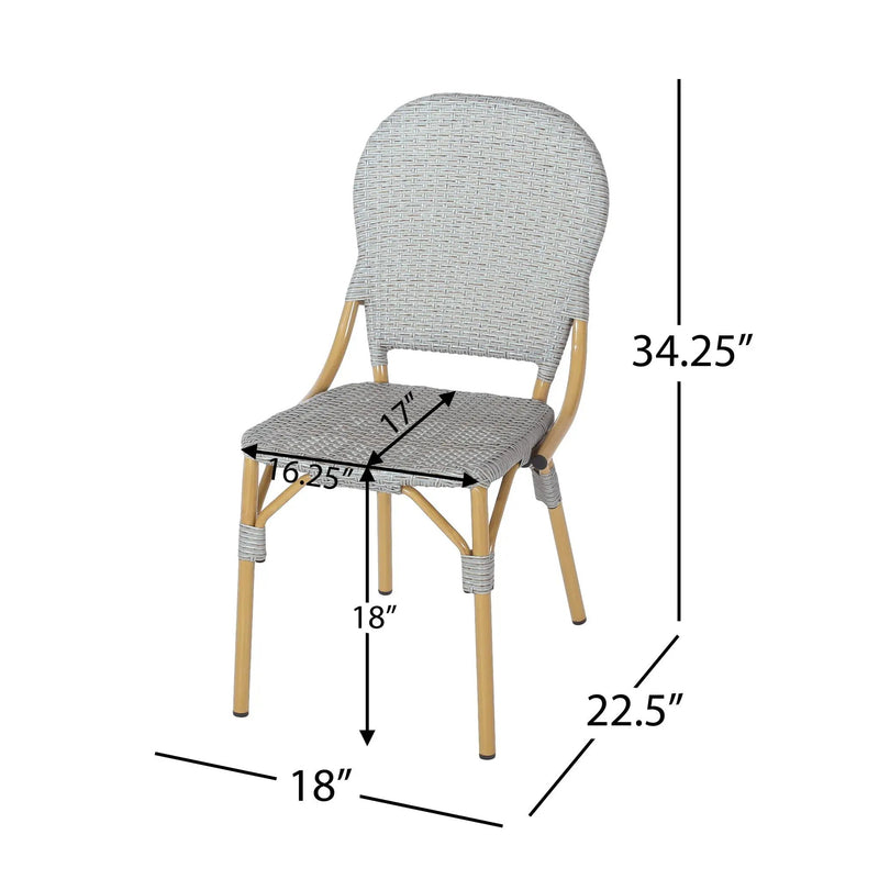 Outdoor Rattan and Aluminum Armless French Bistro Chairs (Set of 2) - Dark Gray by HouseOfZazla
