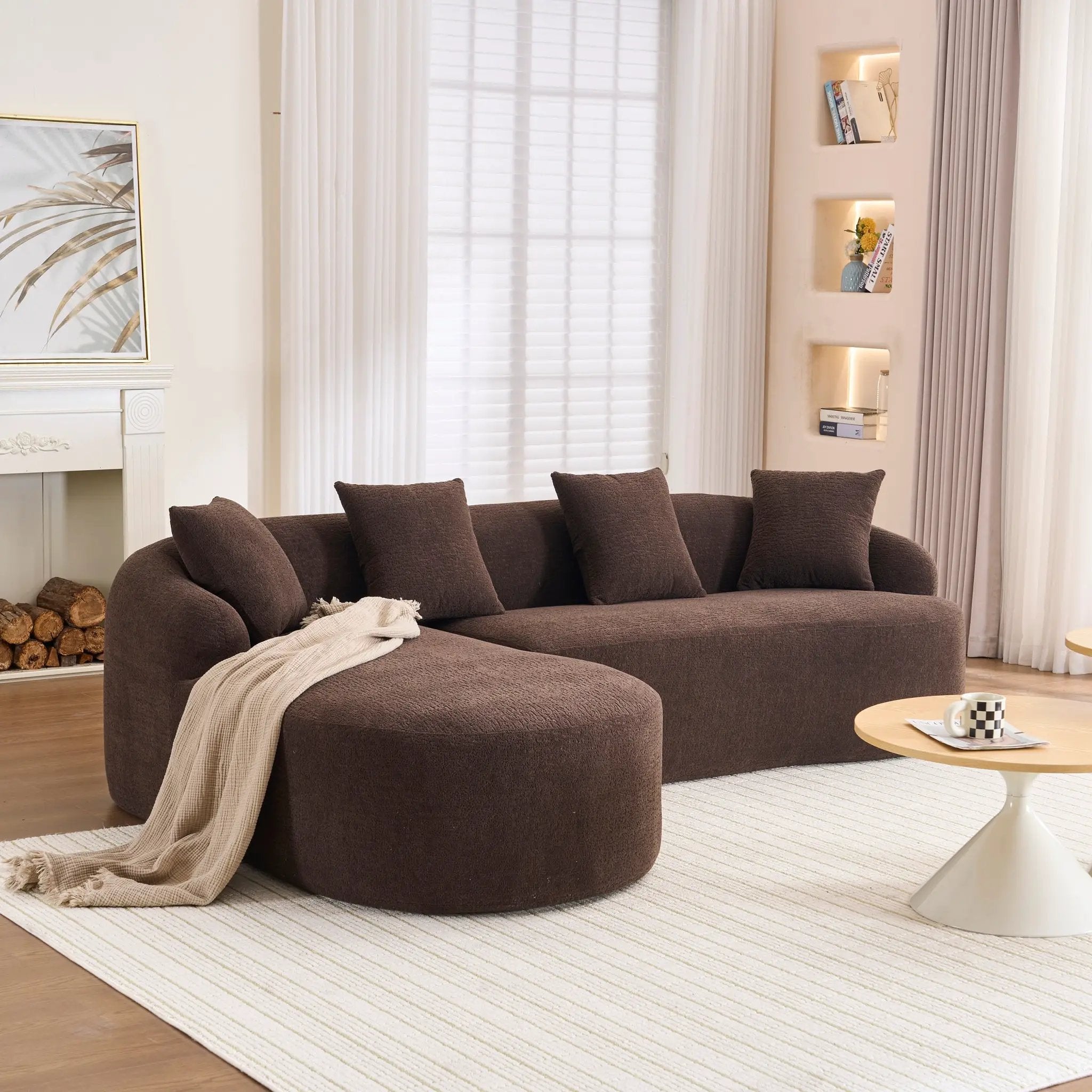 Compression Sponge L-Shape Sectional Sofa with Curved Chaise by HouseOfZazla