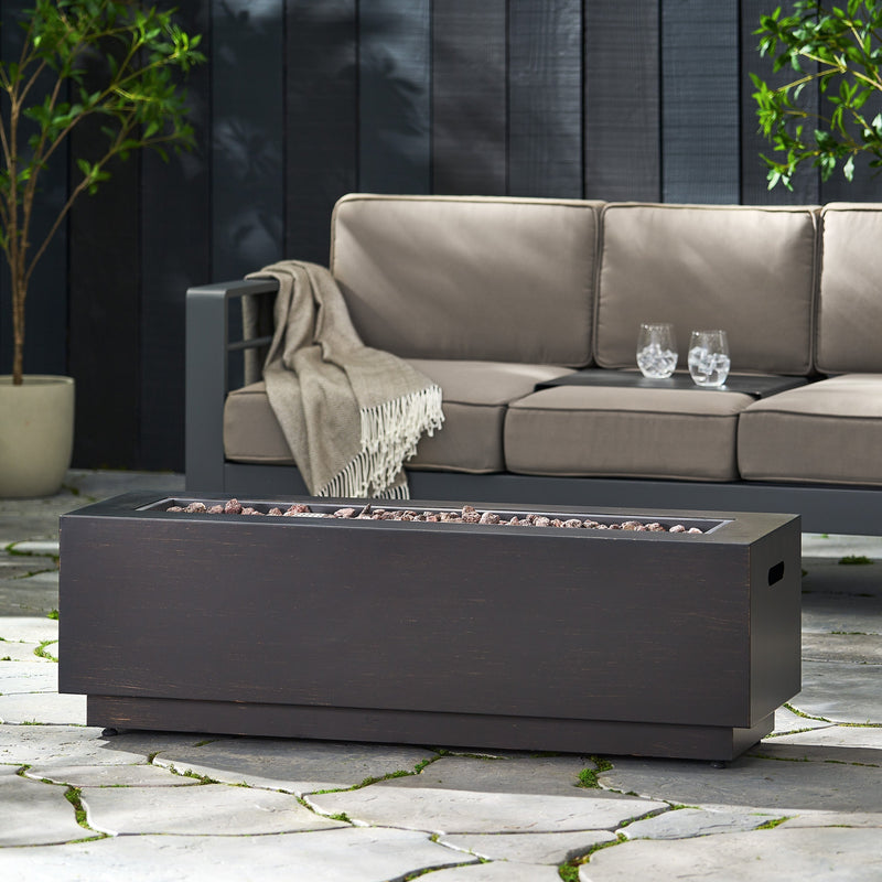 RECTANGULAT IRON FIRE PIT-50 000BTU WITH TANK HOLDER by HouseOfZazla