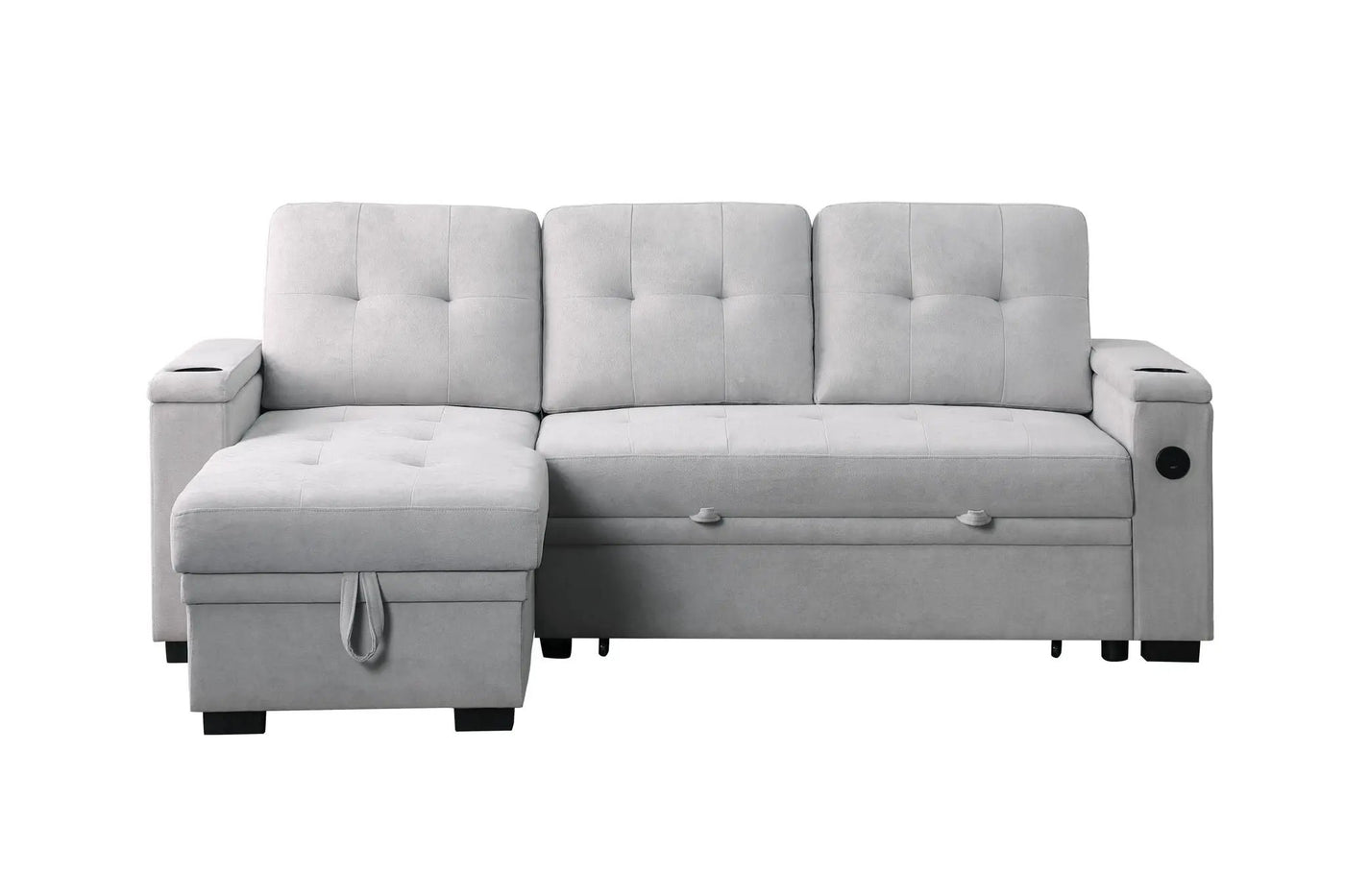 Ashlyn II - 84"W Woven Fabric Reversible Sleeper Sectional Sofa with Storage Chaise by Unique Piece Furniture