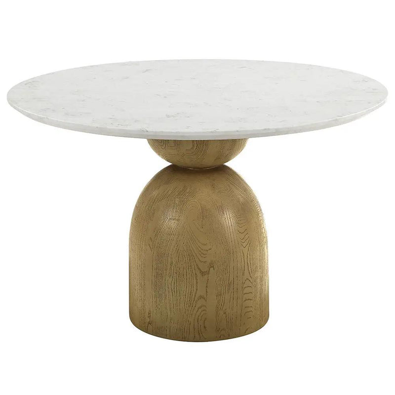 Kala - Round Dining Table With Marble Top - Natural Marble Top & Oak by Unique Piece Furniture