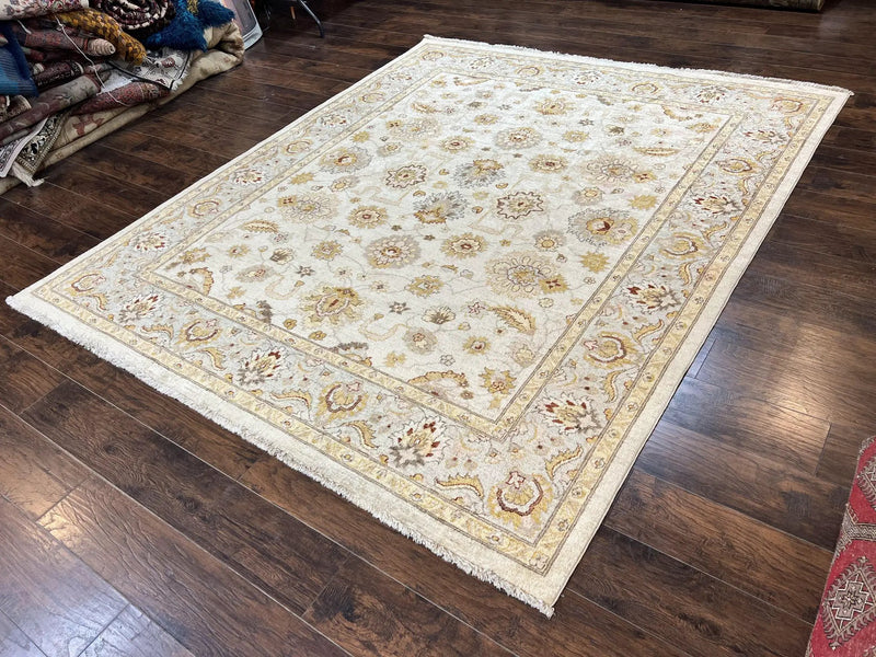 Peshawar Rug 8x10, Oushak Rug, Neutral Colors Hand Knotted Farmhouse Rug by Jewel Rugs