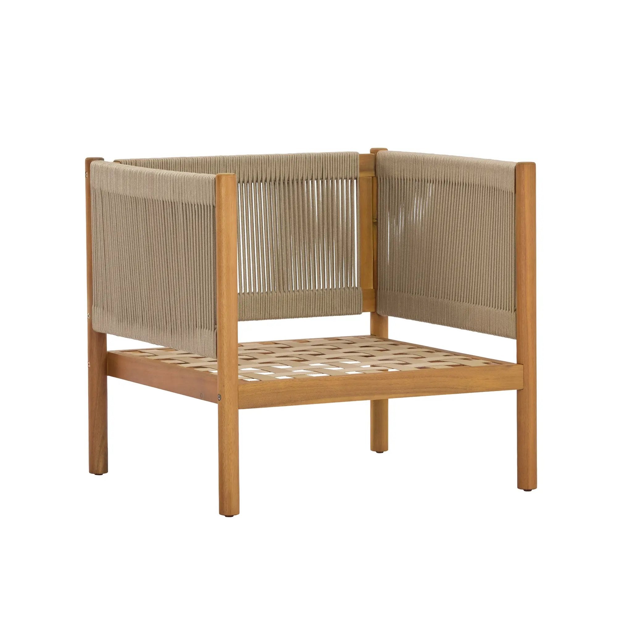 Outdoor Club Chair with Acacia Wood Frame in Teak Look by HouseOfZazla
