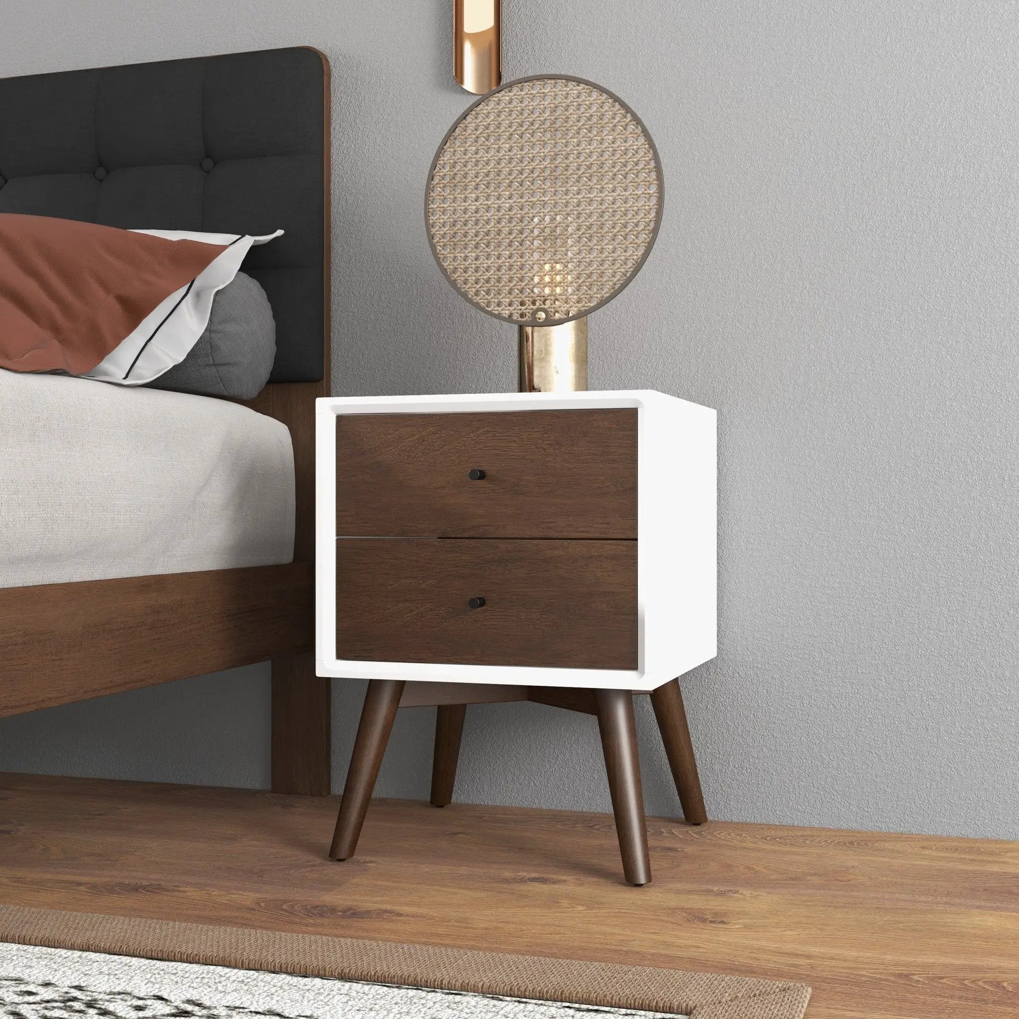 Caroline - Mid-Century Modern Style Night Stand 2 Drawer by Unique Piece Furniture