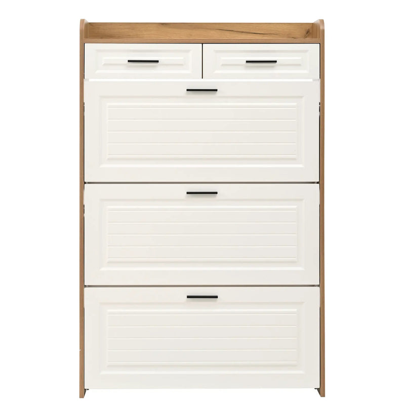 Shoe Cabinet with 3 Hidden Flip Drawers & 2 Storage Drawers by HouseOfZazla