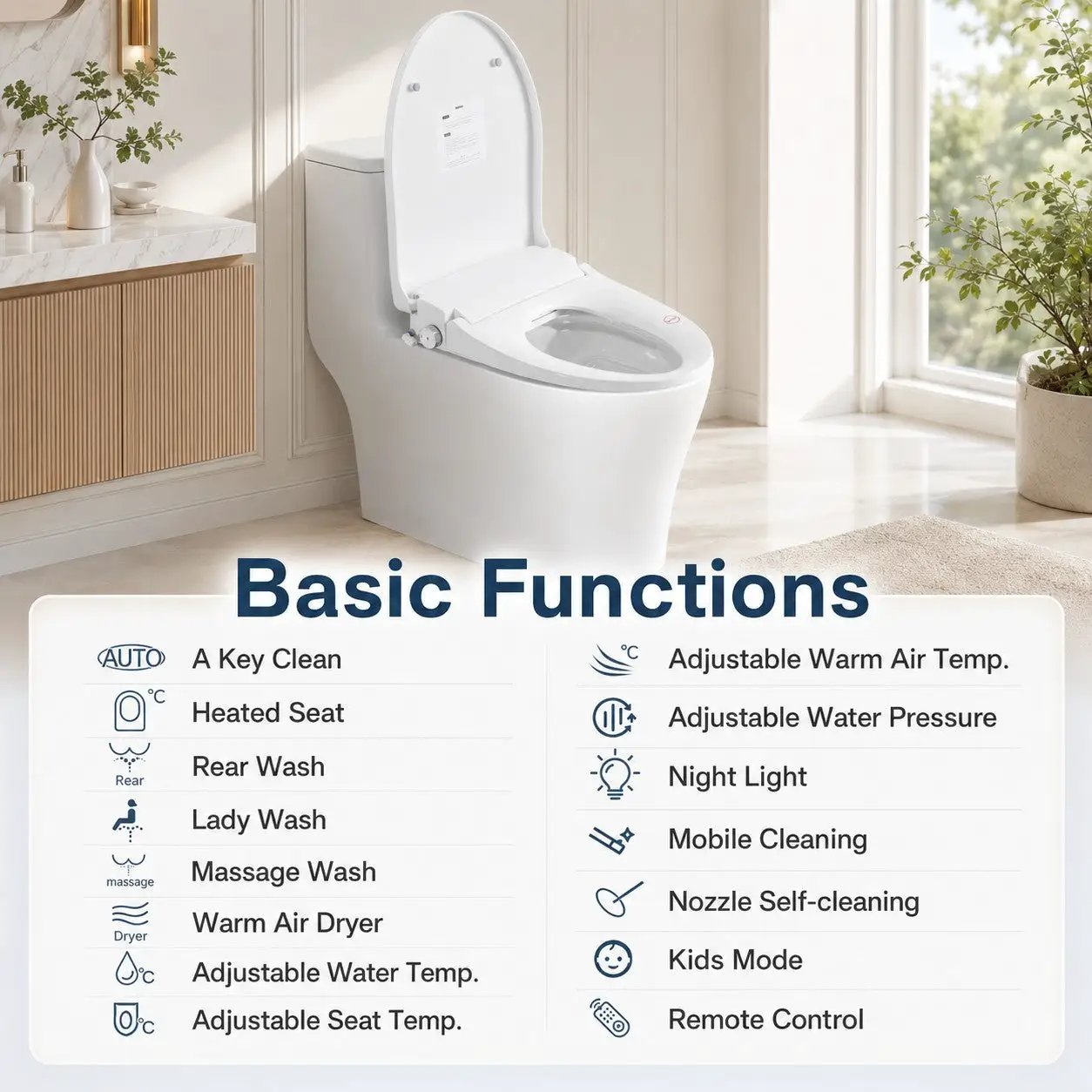 Smart Bidet Toilet Seat with Side Knob Adjustable Heated Seat by HouseOfZazla