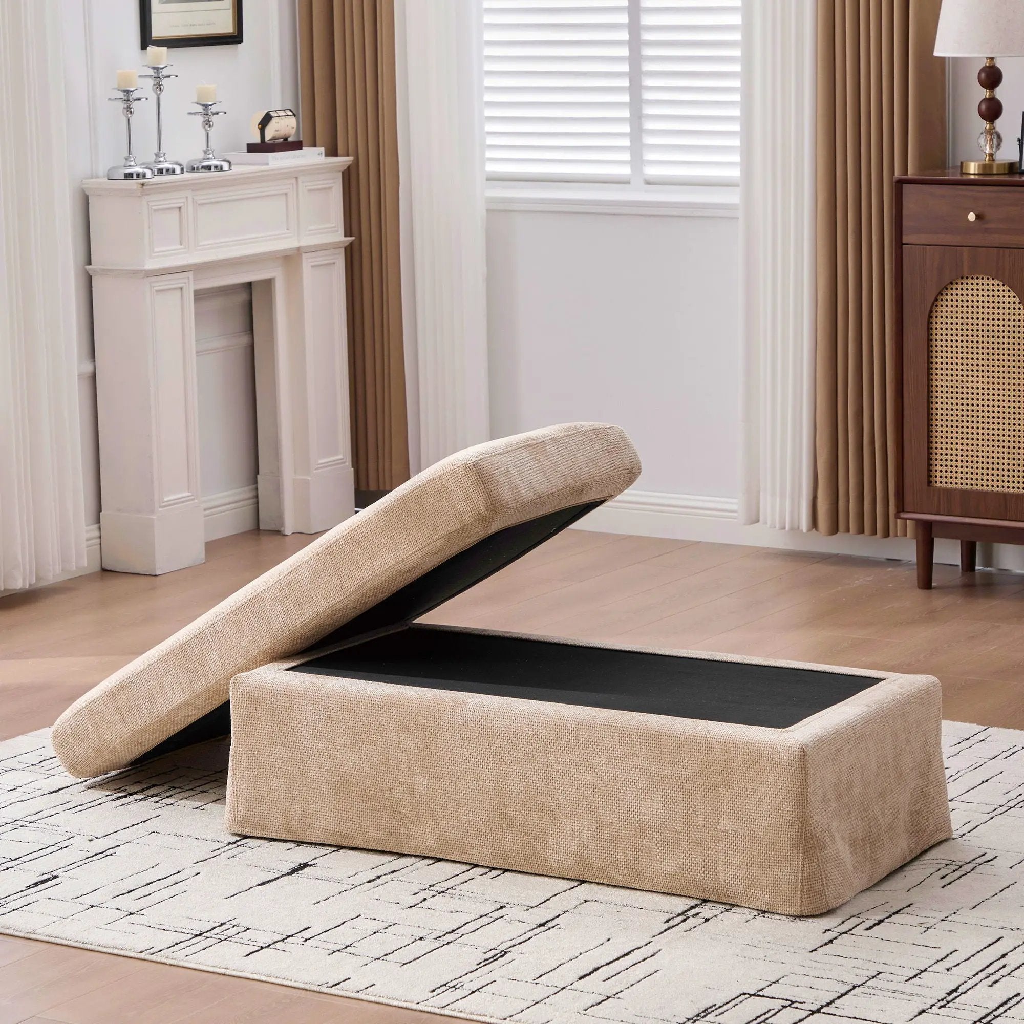 Ottoman Foot Stool With Metal Legs