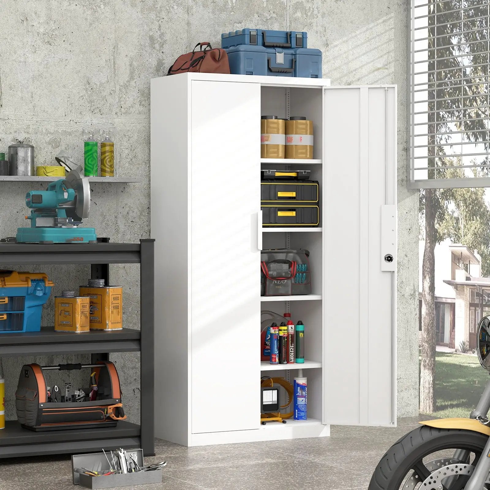 2 Door File Cabinet With Lock, 4 Adjustable Shelves, Heavy-Duty by Unique Piece Furniture