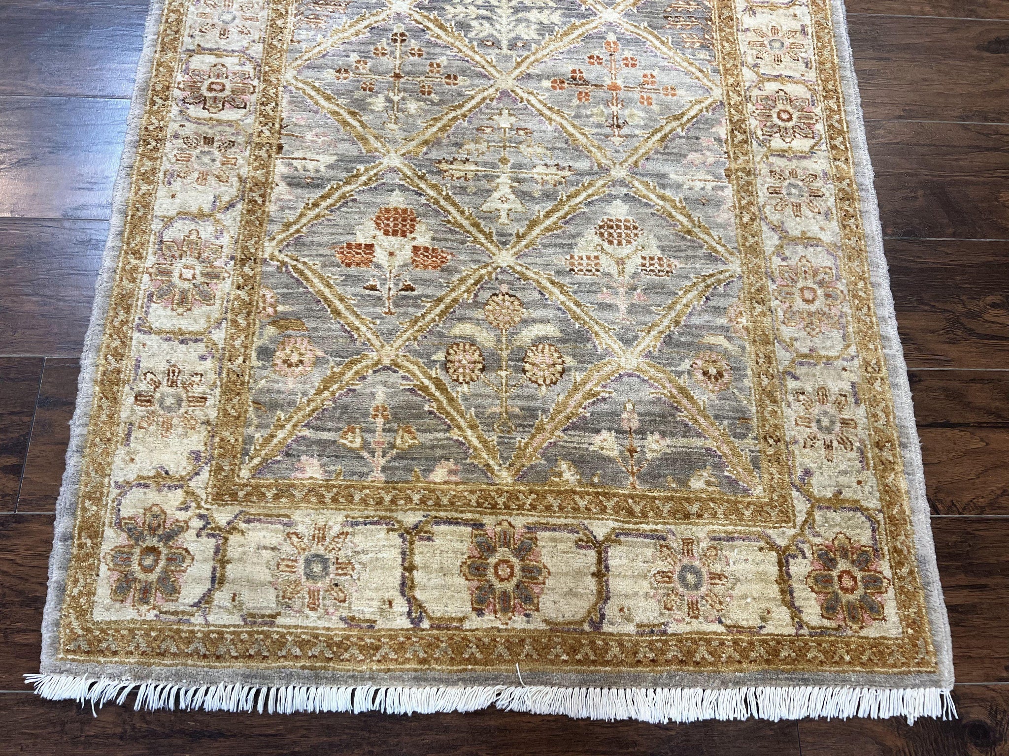 Pakistani Peshawar Rug 3.6 x 5, Safavieh Wool Handmade Hand Knotted Vintage Rug, Panel Design Oriental Carpet, Pair C by Jewel Rugs