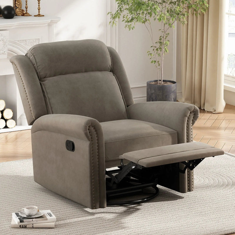 360 Degrees Swivel Manual Rocking Recliner with Adjustable Backrest by HouseOfZazla