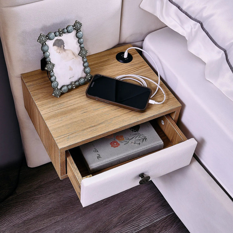 Upholstered Hydraulic Platform Bed With Storage Shelves, Reading Lamps, USB Port