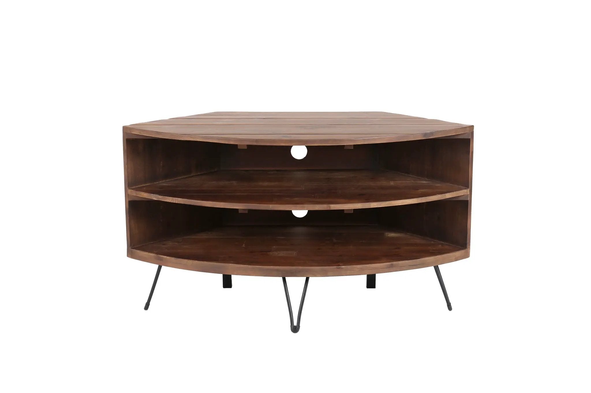 Fan Shape Reclaimed Wood Corner Media Table For Living Room Wise Use Your Space - Natural by Unique Piece Furniture