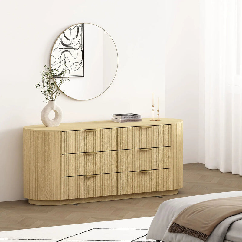 Olivia - Double Dresser With 6 Drawers - Oak by HouseOfZazla