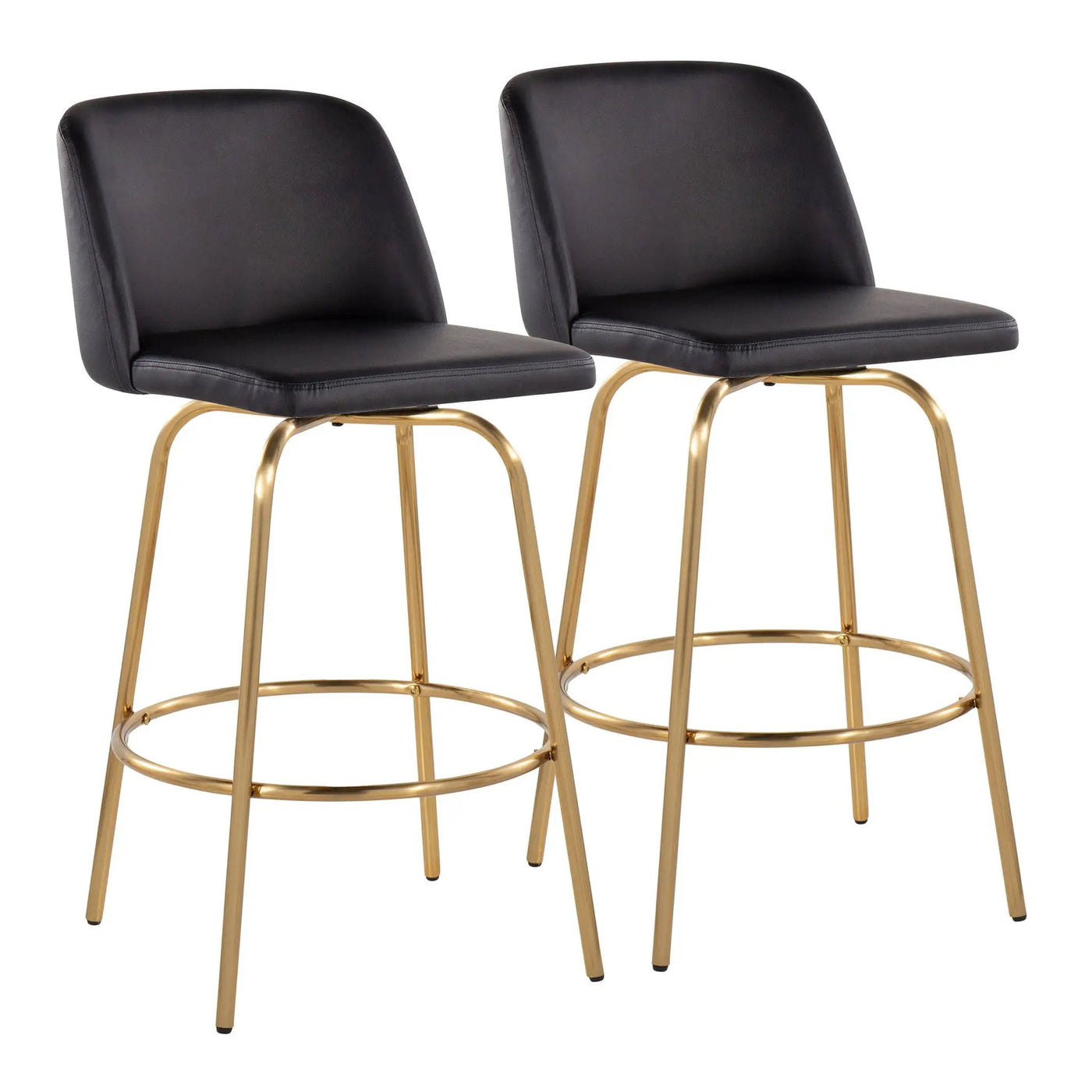 Toriano - Contemporary, Fixed Height Counter Stool With Swivel With Round Footrest (Set of 2) by HouseOfZazla