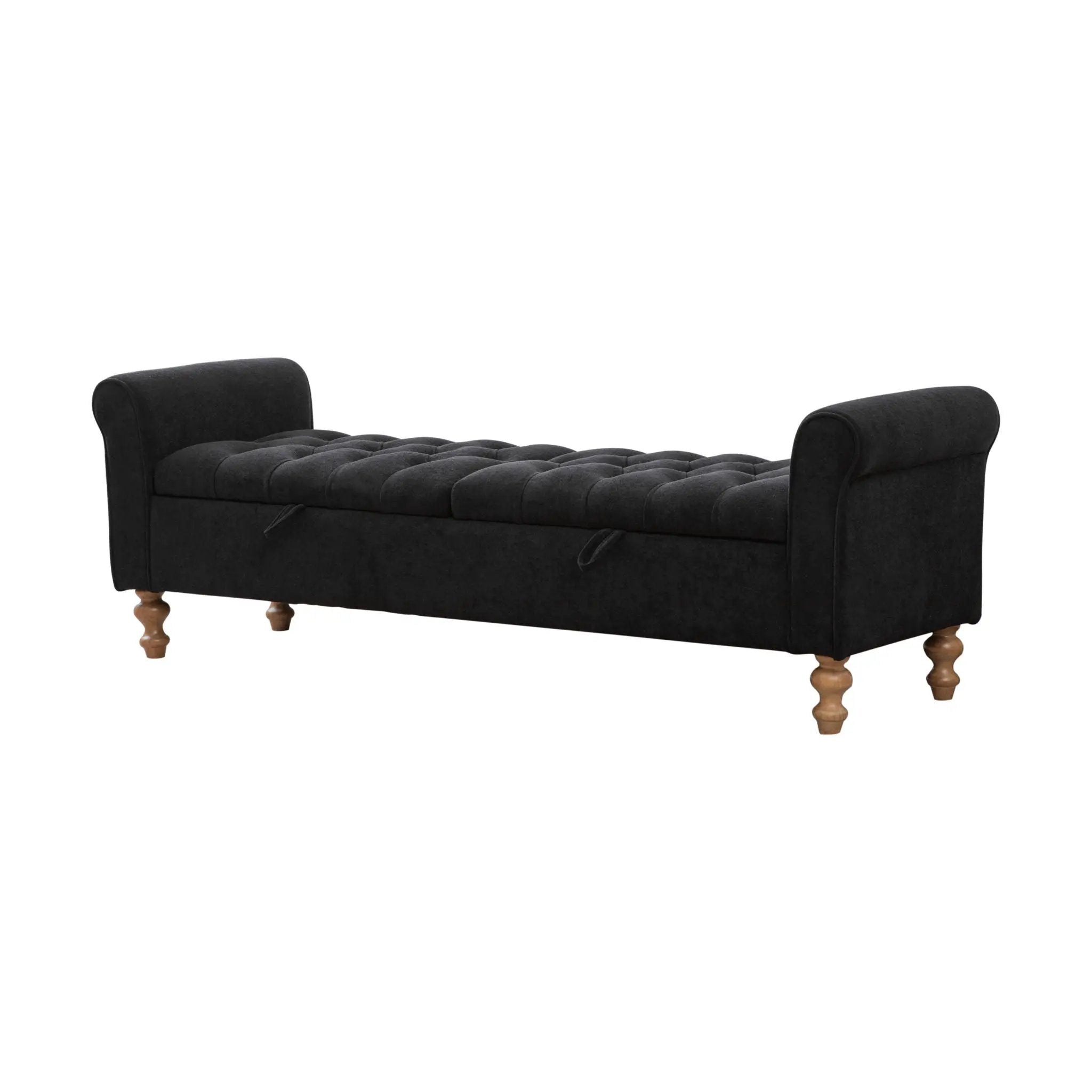 Modern Upholstered Storage Bench With Rolled Armrests] by HouseOfZazla