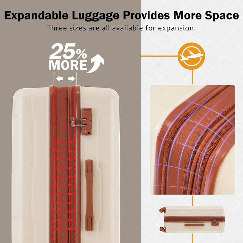 2 Piece Luggage Set With Bags Expanable Spinner Wheels ABS Lightweight Suitcase With Tsa Lock 20" / 28" by HouseOfZazla