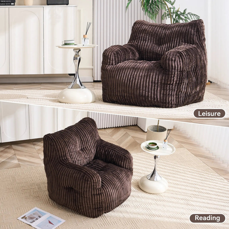 Soft Fluffy Corduroy Fabric Bean Bag Chair Filled With Memory Sponge by HouseOfZazla