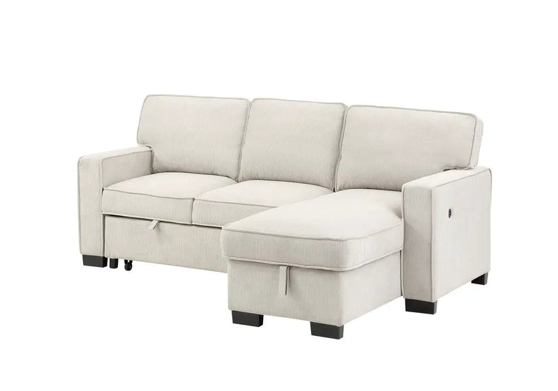 Estelle - Fabric Reversible Sleeper Sectional With Storage Chaise Drop-Down Table 2 Cup Holders And 2 USB Ports by HouseOfZazla