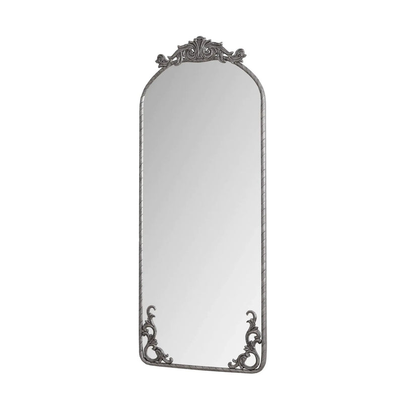 Full Body Arched Mirror With Vintage Carved Applique by Unique Piece Furniture