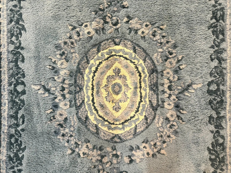 Indo Chinese Aubusson Rug 6x9, Light Blue and Ivory, Handmade Vintage Wool Carpet by Jewel Rugs
