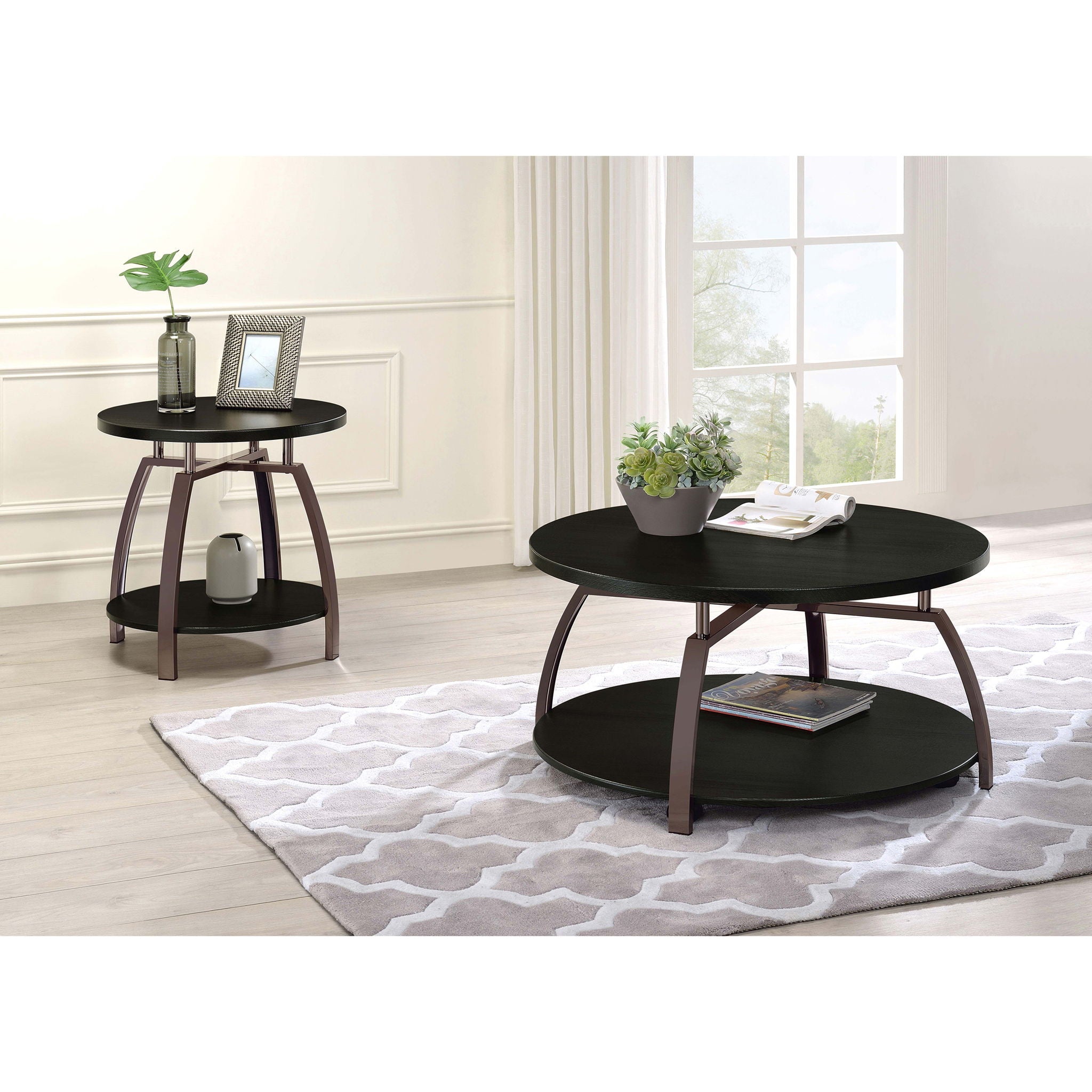 End Table With Center Shelf - Dark Gray by HouseOfZazla