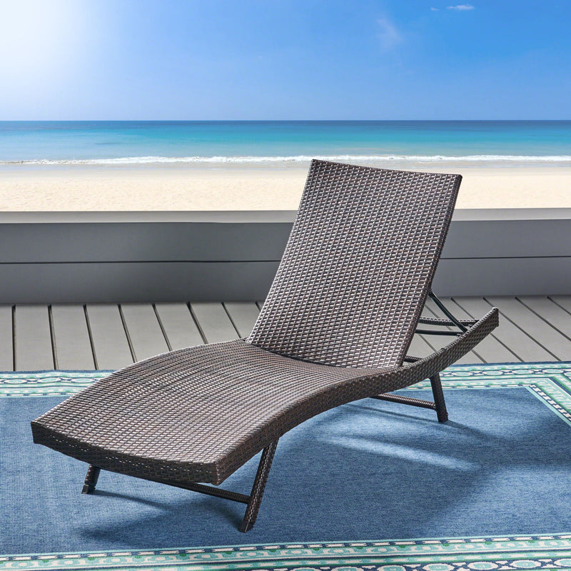 Kauai Modern Style PE Wicker Chaise Lounge - Brown Multi by HouseOfZazla