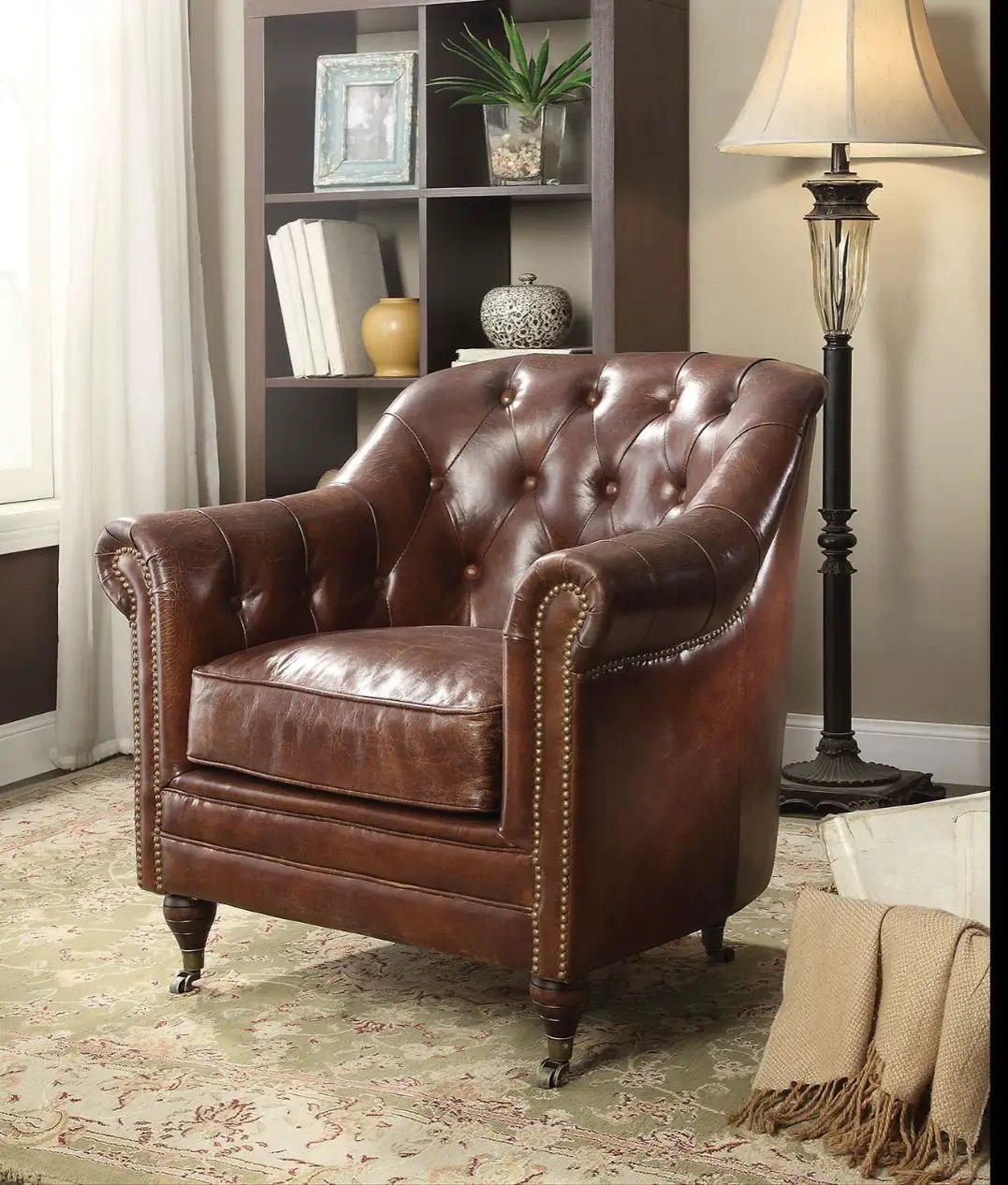 Aberdeen - Accent Chair - Vintage Dark Brown Top Grain Leather by Unique Piece Furniture