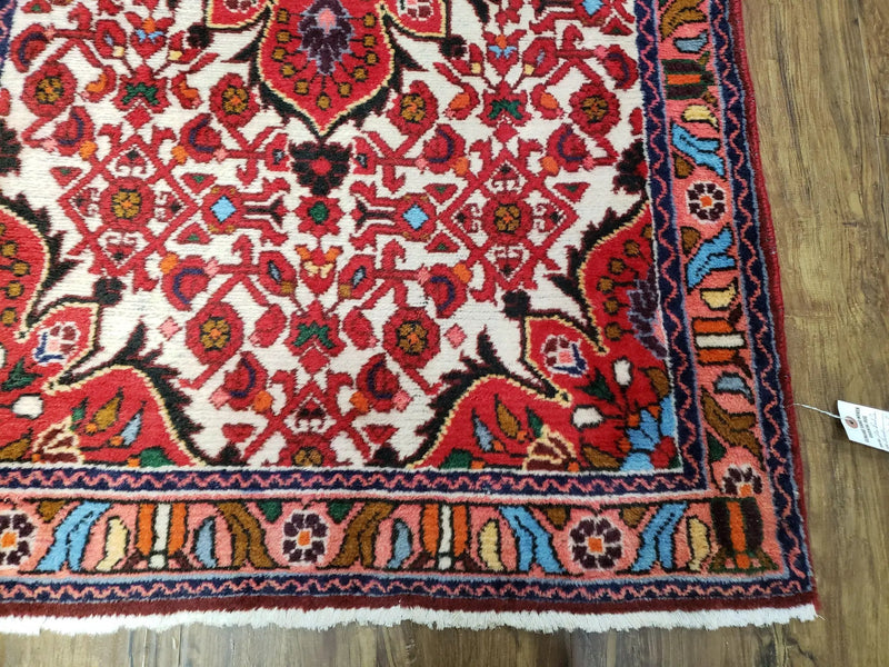 3' 2' X 5' 1" Handmade Floral Wool Rug Red Beige /Ivory by Jewel Rugs