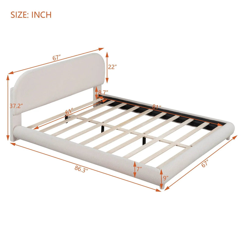 Upholstered Platform Bed With Thick Solid Frame And Stylish Curve-Shaped Design by HouseOfZazla