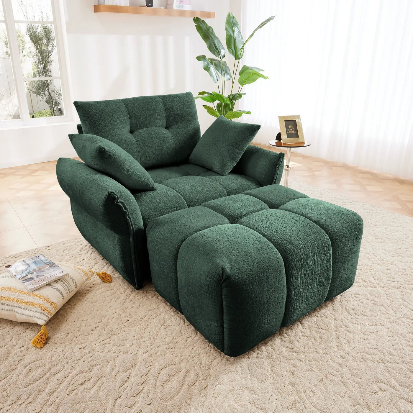 Ergonomic Single Seater Sofa With Ottoman, High Resilience Support Cushions by Unique Piece Furniture