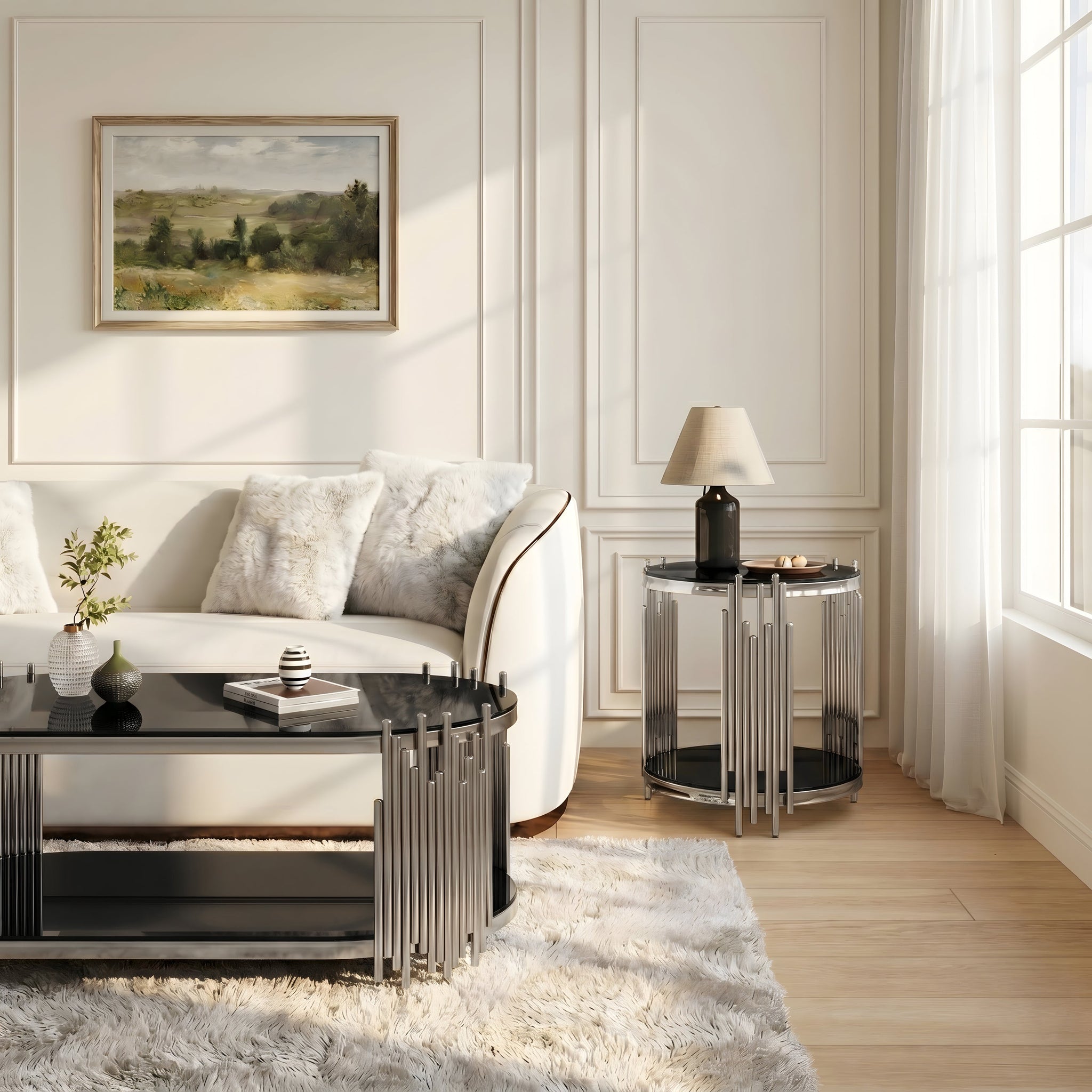Modern Luxury Coffee Table and Side Table Set, 2-Piece Oval by HouseOfZazla
