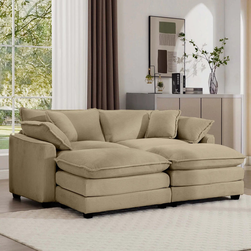 Modern Oversized Modular Cushion Sofa With Ottoman, Low Back, Deep Seating Sofa Set by HouseOfZazla