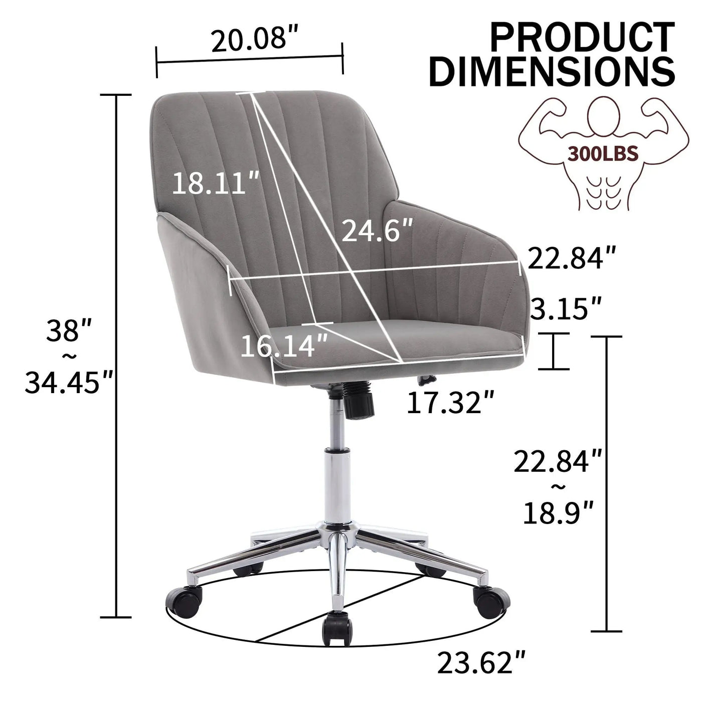 Adjustable Ergonomic Office Chair, Swivel Backrest Seat by HouseOfZazla