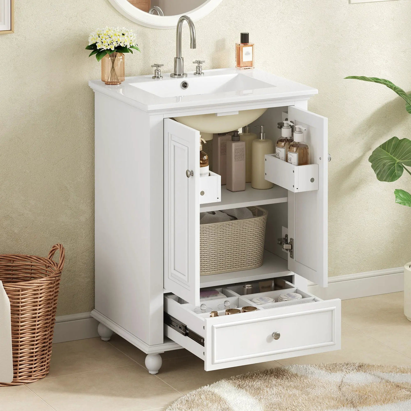 Modern Bathroom Vanity With Sink, Cabinet With Drawer And Dividers, Rectangular Storage Unit by Unique Piece Furniture