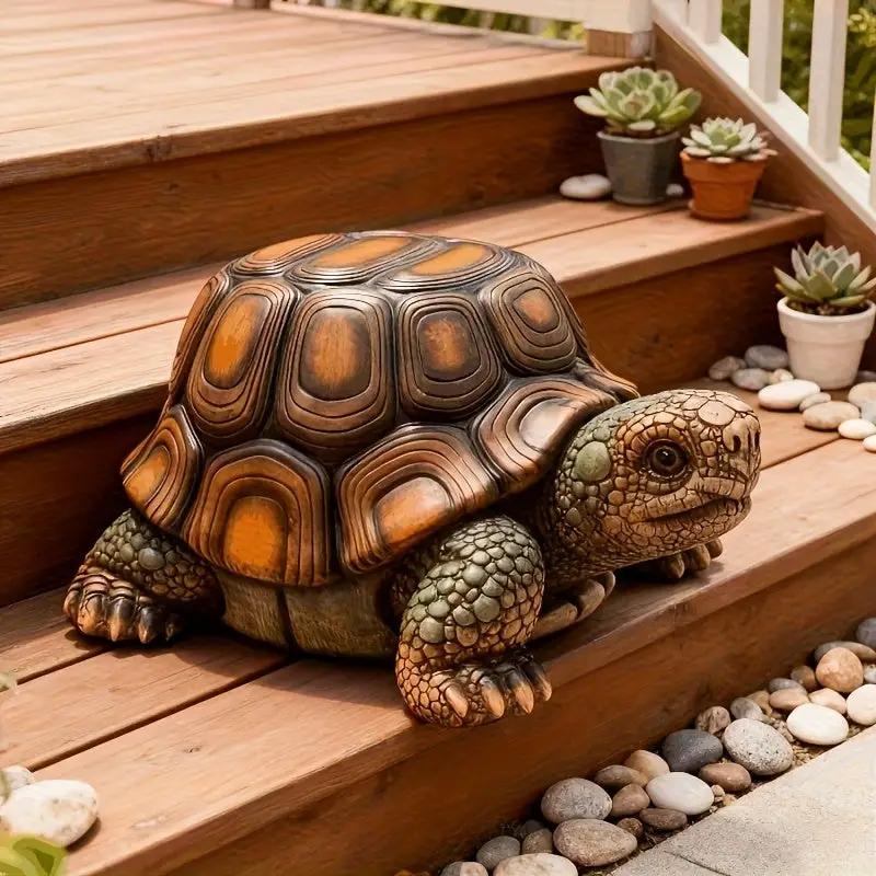 18" Garden Turtle Statue Stool - Multi-Purpose Decorative Resin Sculpture by HouseOfZazla