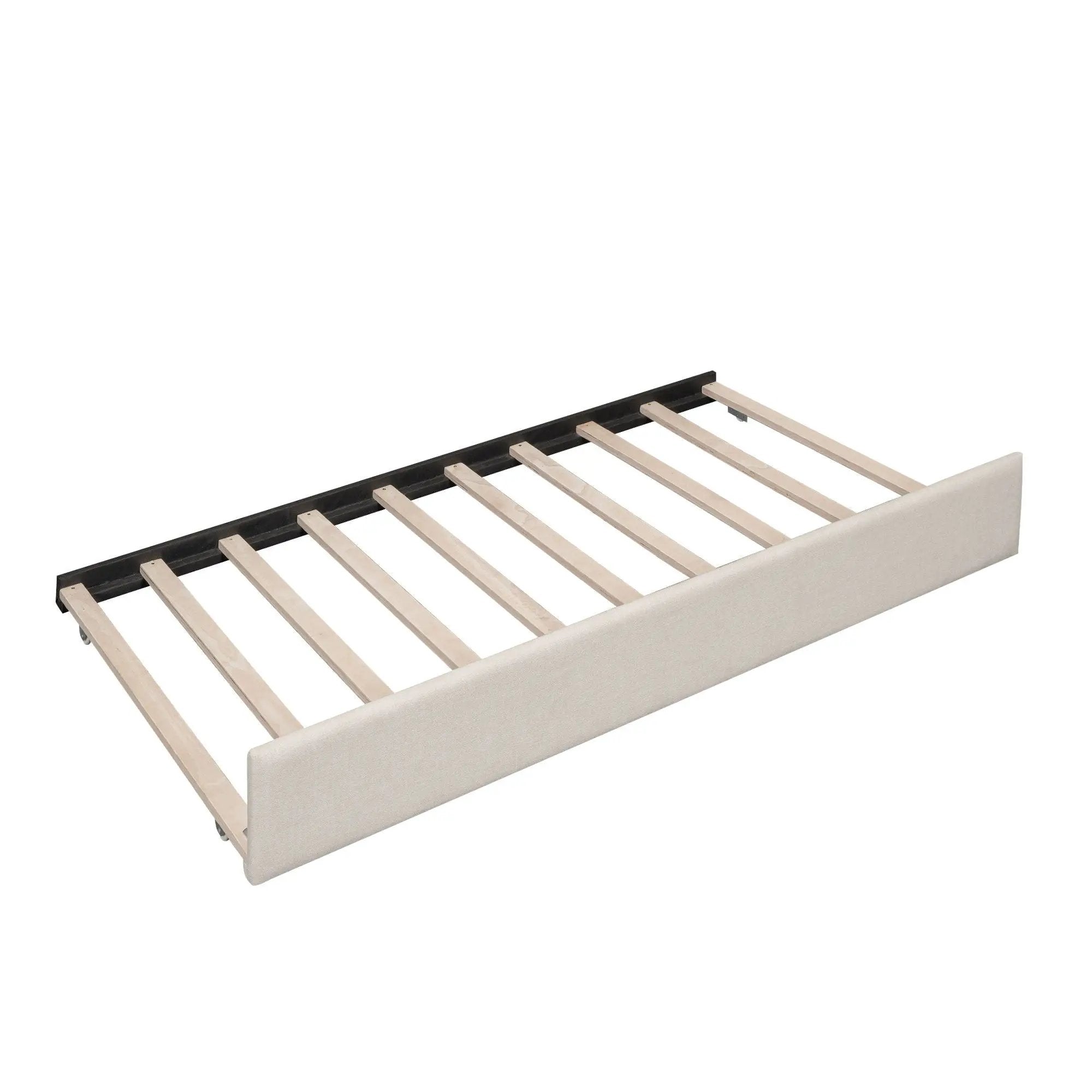 Queen Size Upholstered Platform Bed With USB And Twin Trundle - Beige by HouseOfZazla