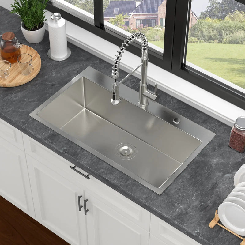 33 Inch Topmount Sink - Stainless Steel Kitchen Sink by HouseOfZazla