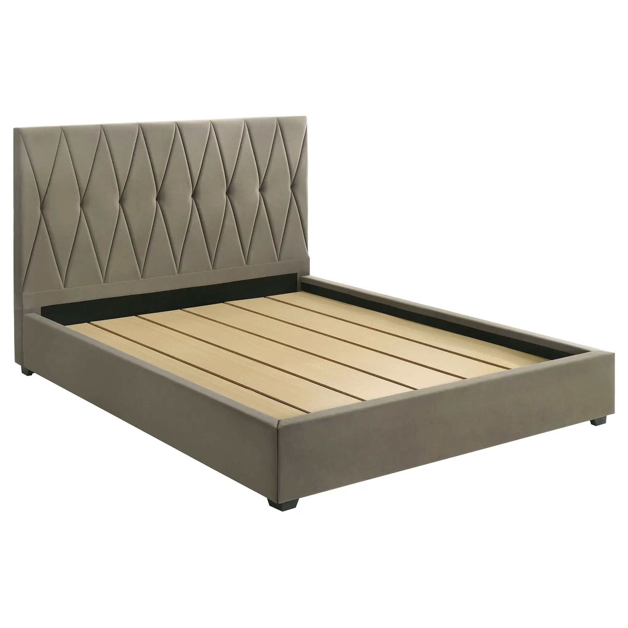 Delsea Upholstered Eastern King Platform Bed Light Brown by Unique Piece Furniture