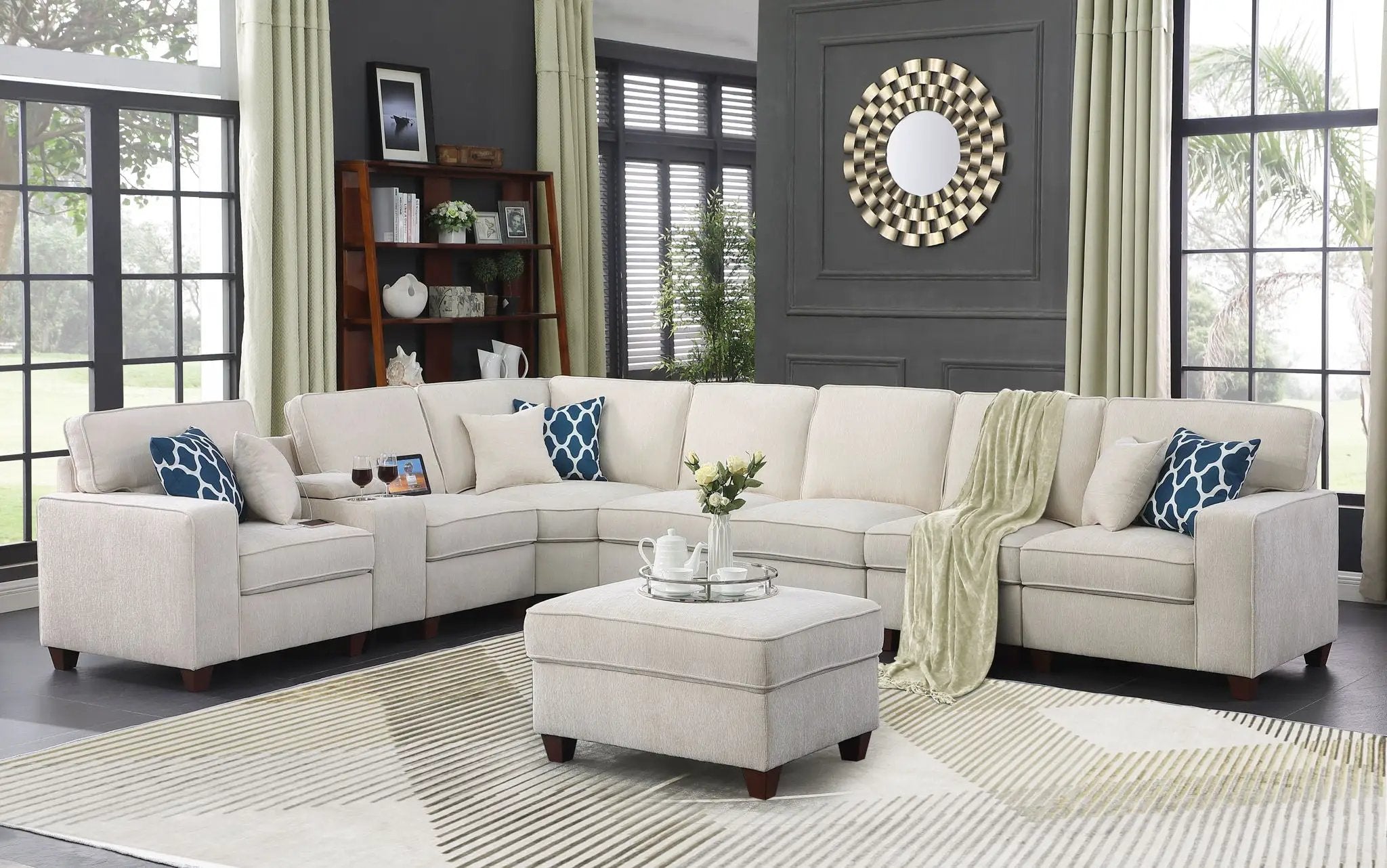 Ted - Sectional Sofa With Ottoman - Beige by Unique Piece Furniture