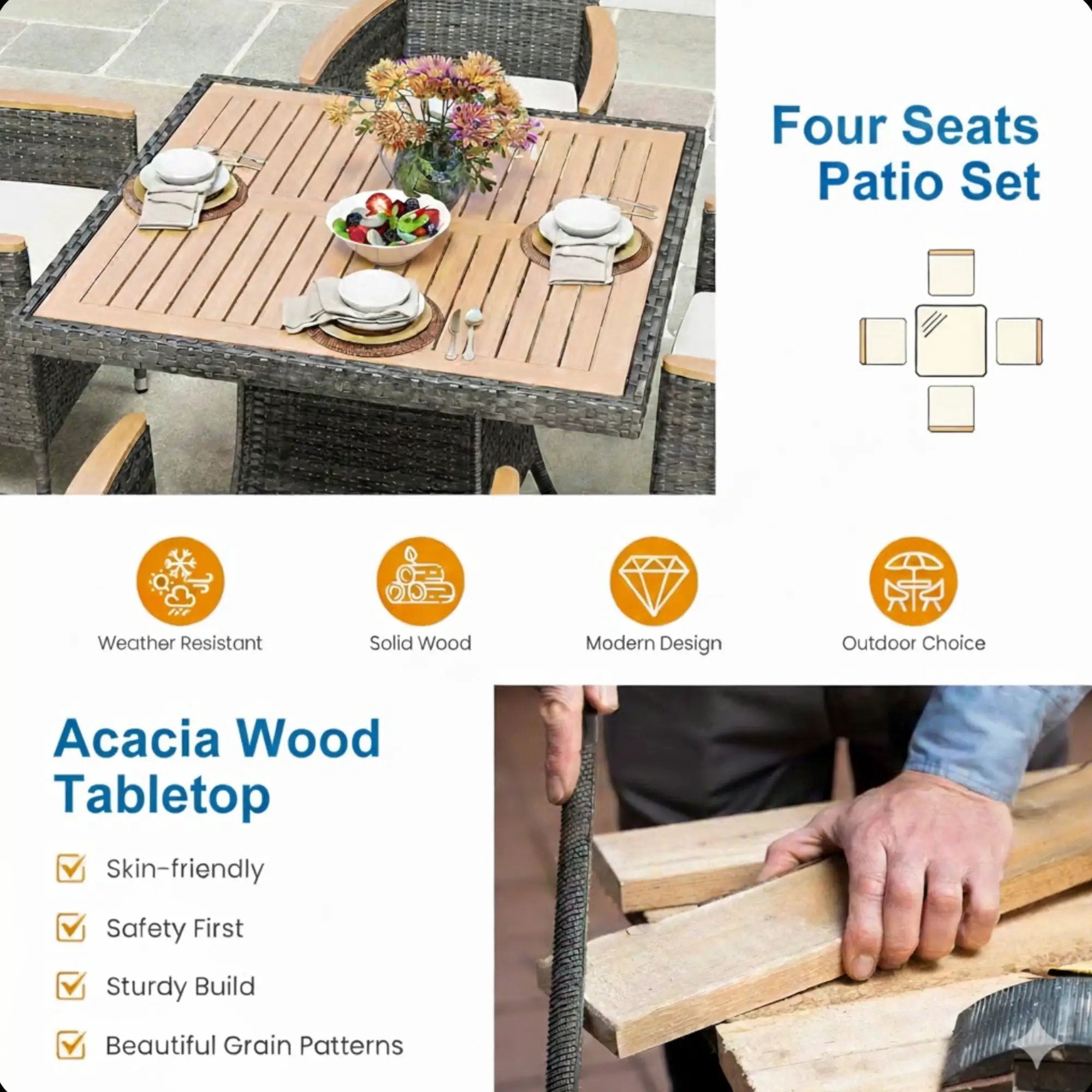 5 Piece Patio Dining Set With Table by HouseOfZazla