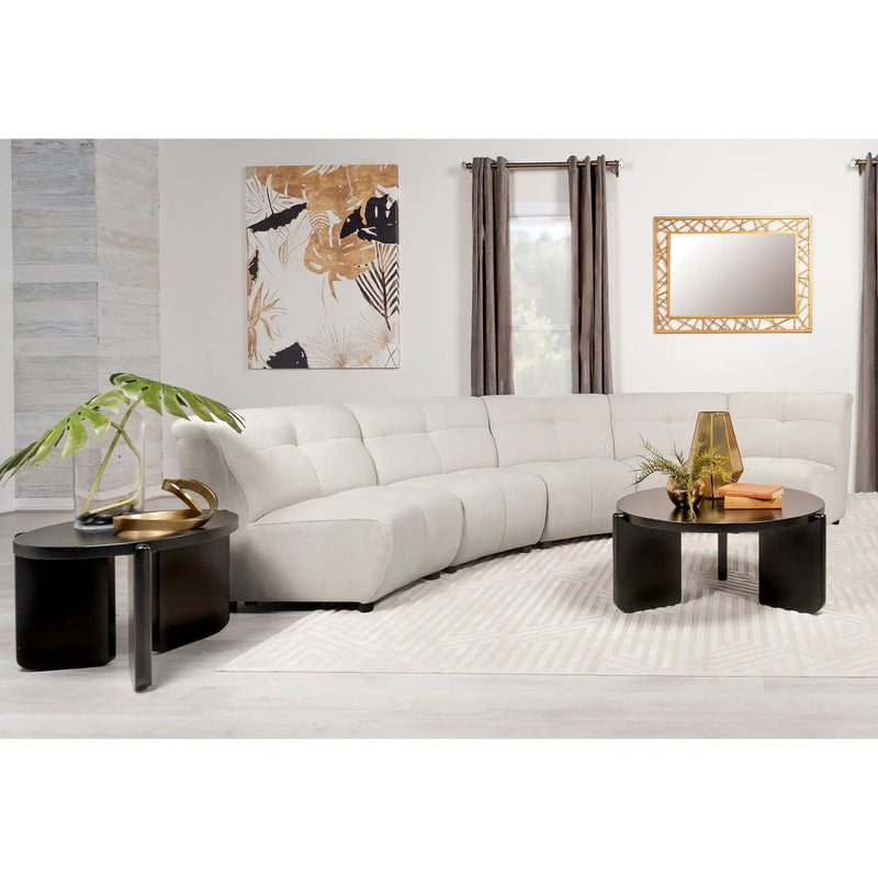 Oliver - 5 Piece Upholstered Sectional Sofa With Curved Silhouette - Ivory by HouseOfZazla