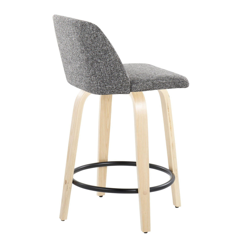 Toriano - Contemporary, Fixed Height Counter Stool With Swivel And Round Footrest (Set of 2) by HouseOfZazla
