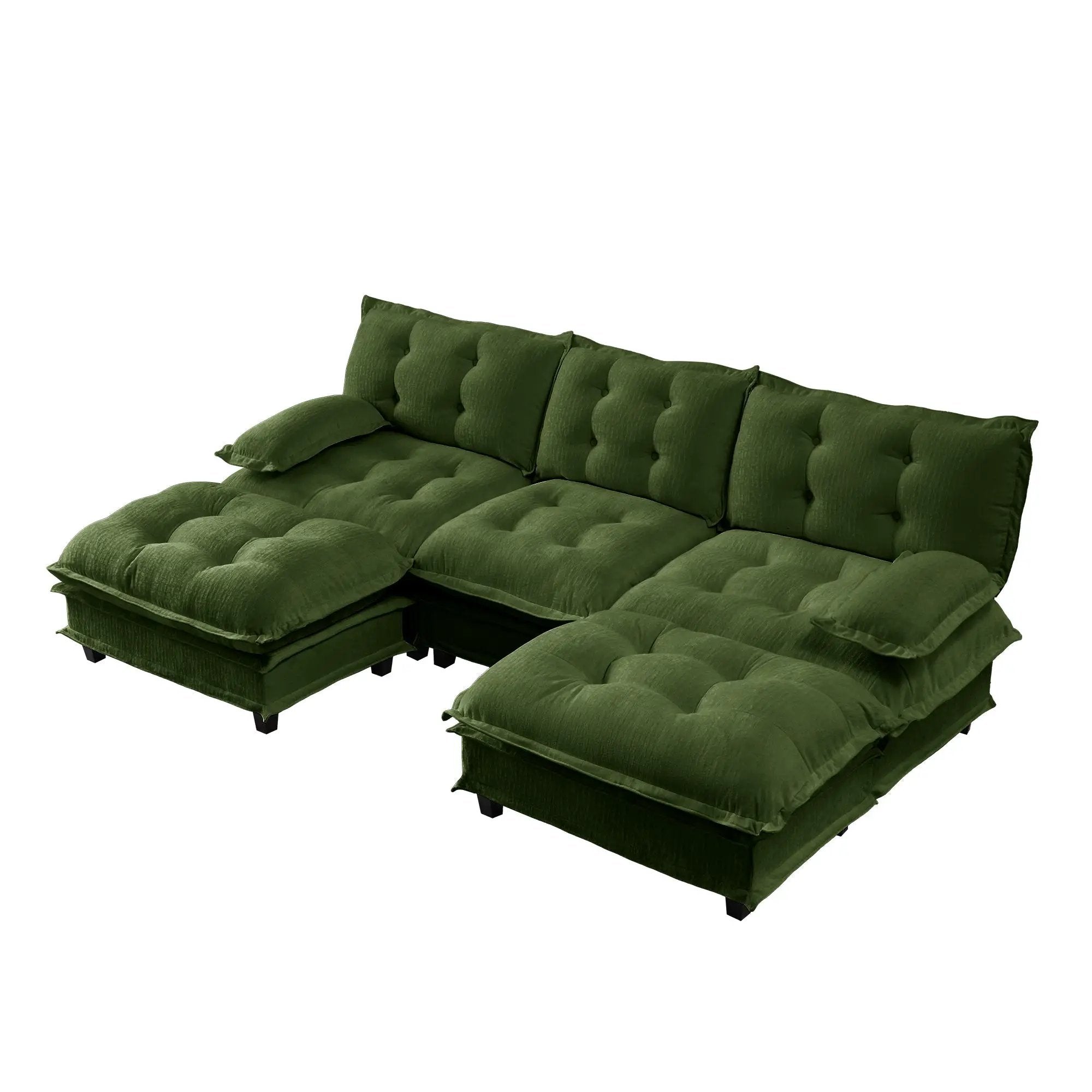 107" U Shaped Modern Sofa Modular Sectional Cloud Couch with Ottomans by HouseOfZazla