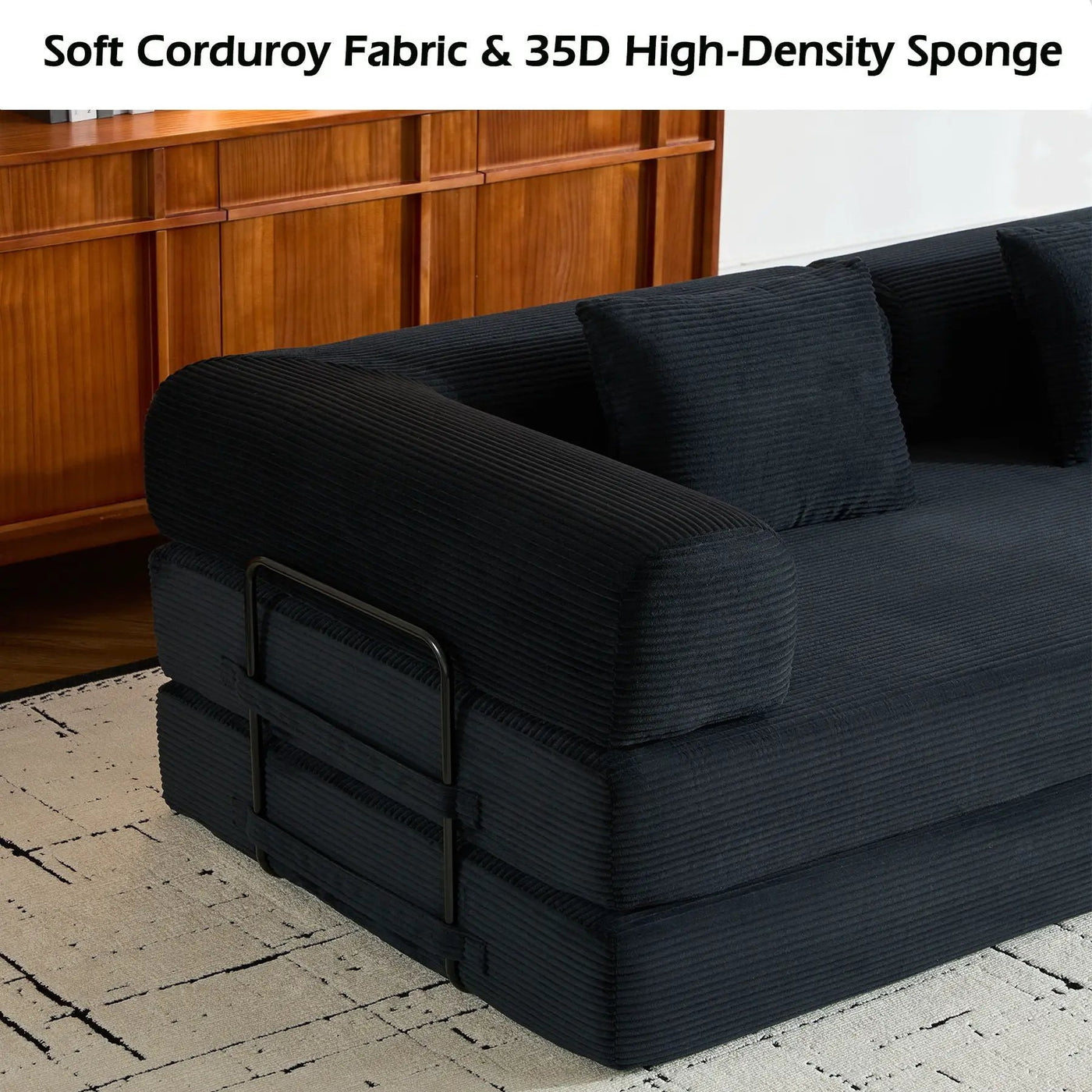 Convertible Sleeper Sofa Bed With Cylindrical Pillow, With Fixed Shape Frame by Unique Piece Furniture