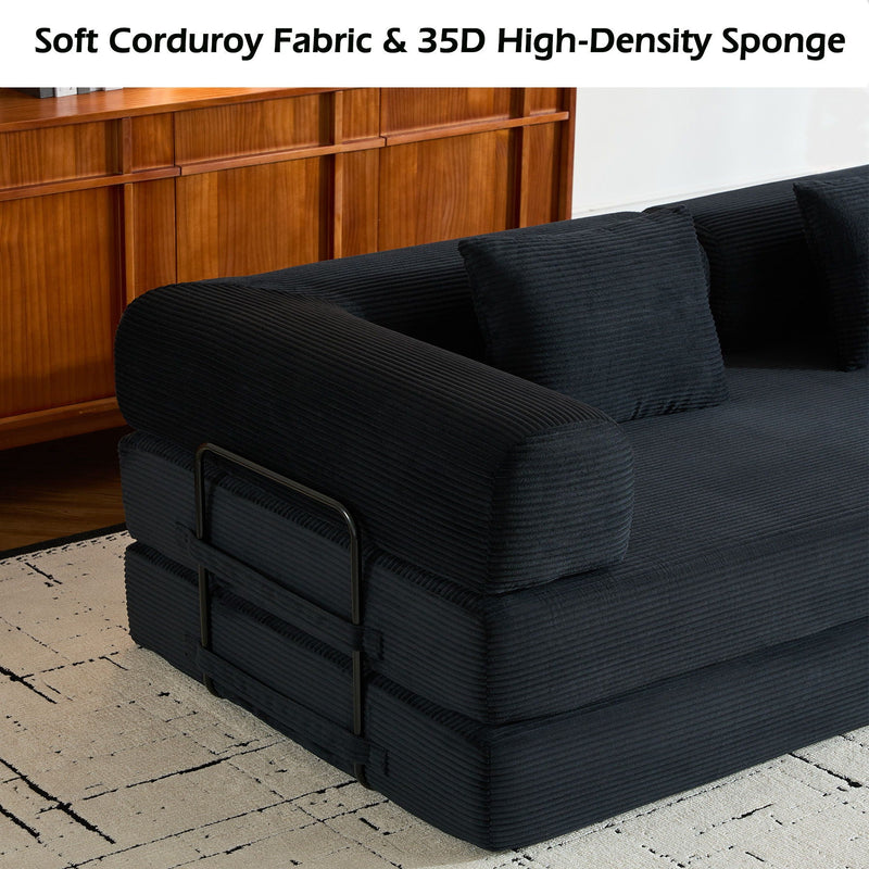 Convertible Sleeper Sofa Bed With Cylindrical Pillow, With Fixed Shape Frame by Unique Piece Furniture