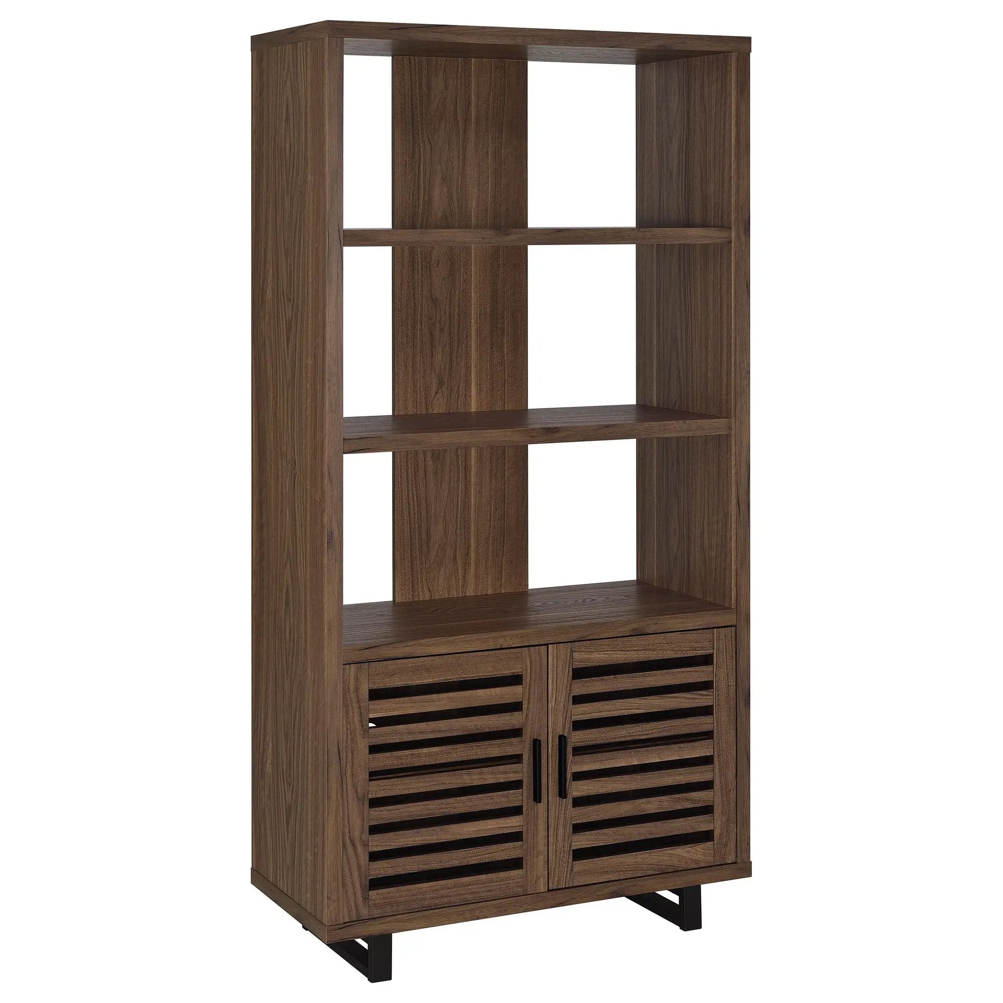 Maddox 71-inch 3-shelf Cabinet Bookcase Walnut by Unique Piece Furniture