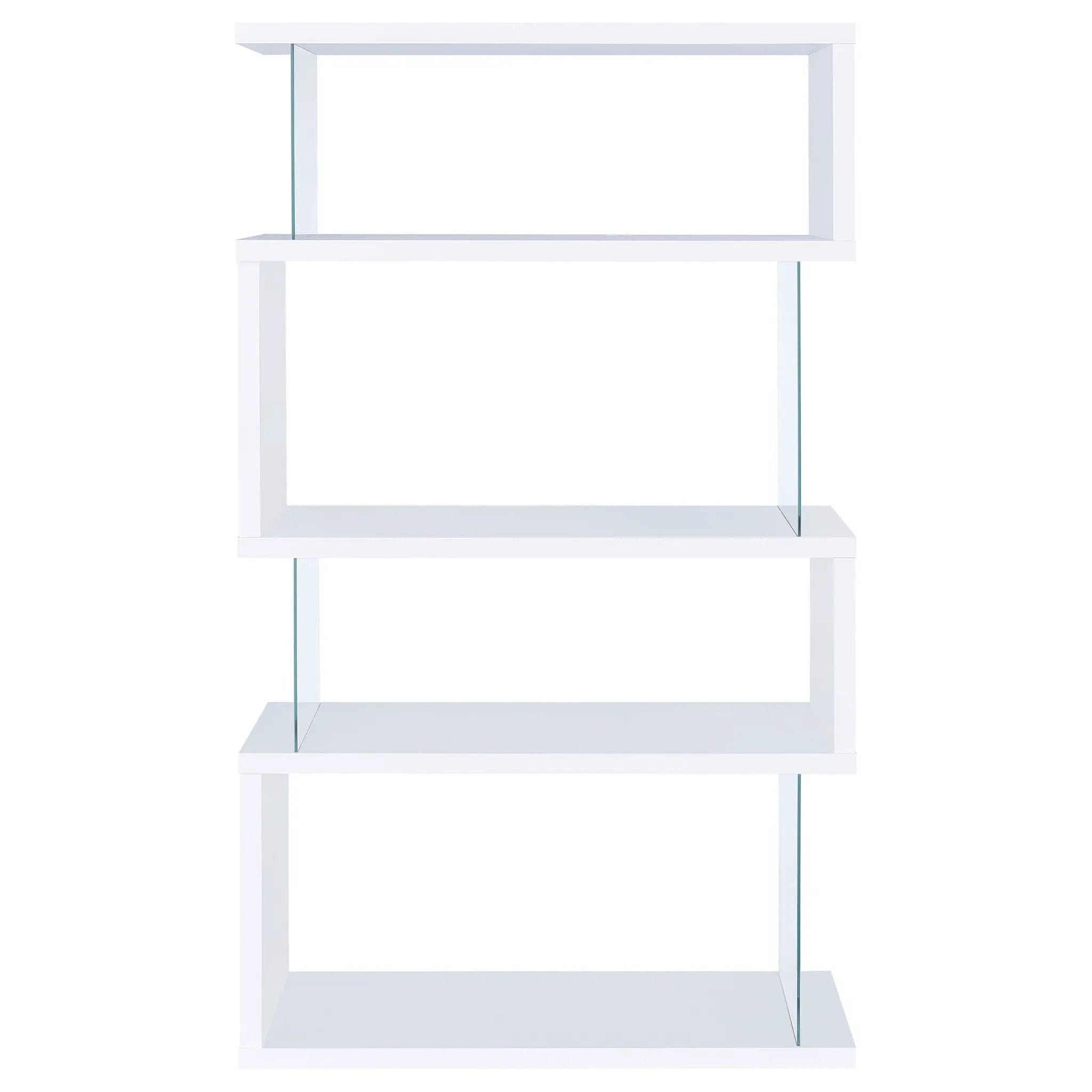Emelle 63-inch 4-shelf Glass Panel Bookshelf White by Unique Piece Furniture