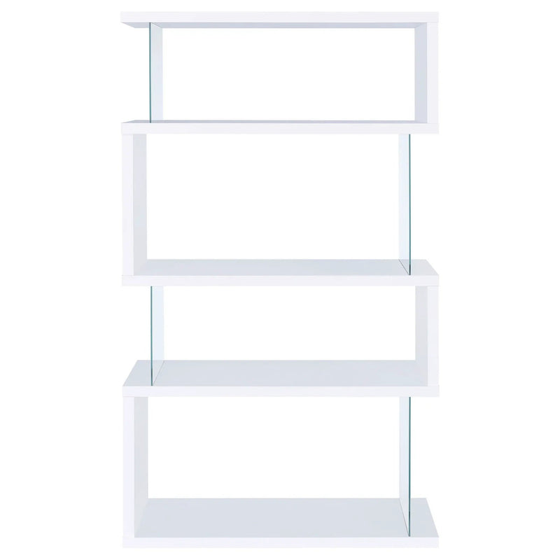 Emelle 63-inch 4-shelf Glass Panel Bookshelf White by Unique Piece Furniture